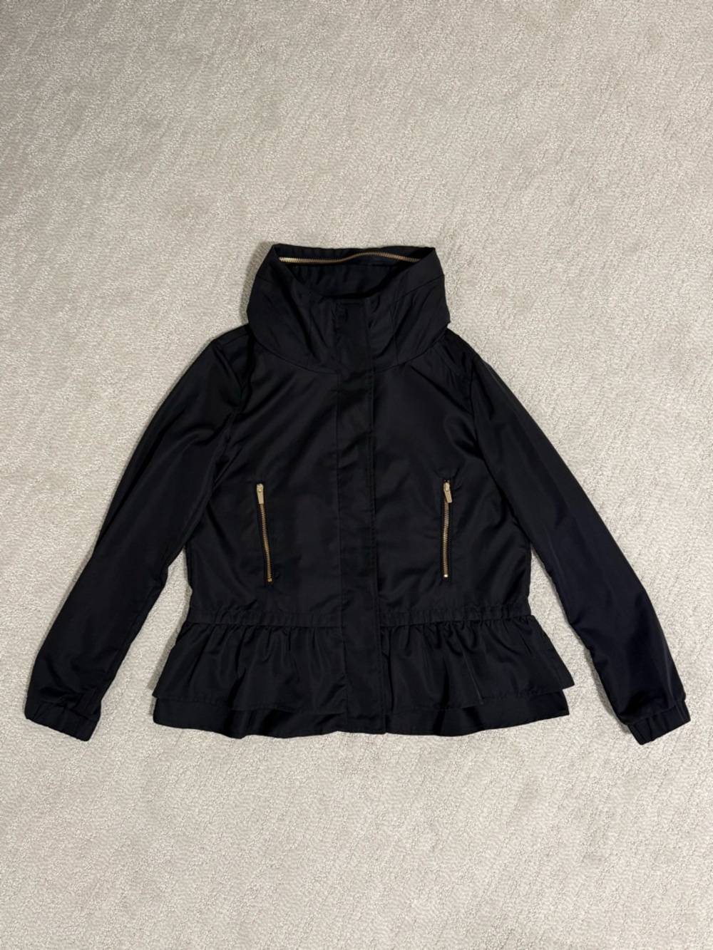 Women's Navy Peplum Rain Jacket